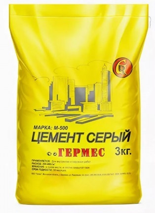 Цемент м-500 3 кг серый  Гермес