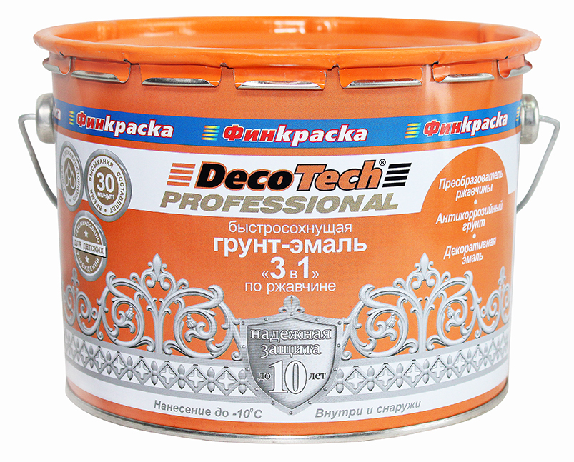 Грунт-эмаль по металлу 3в1 графит RAL7024 1,8 кг DecoTech Professional 