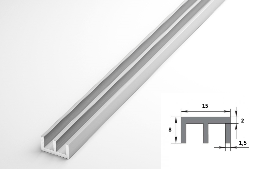 Ш-профиль 15*2*8*1.5 мм 2 м ЛУКА