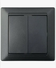 Выключатель 2 кл с рамкой СУ черный графит 510-803