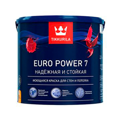 Краска для стен и потолков Euro Power 7 база A 2,7 л Tikkivala (Tikkurila)