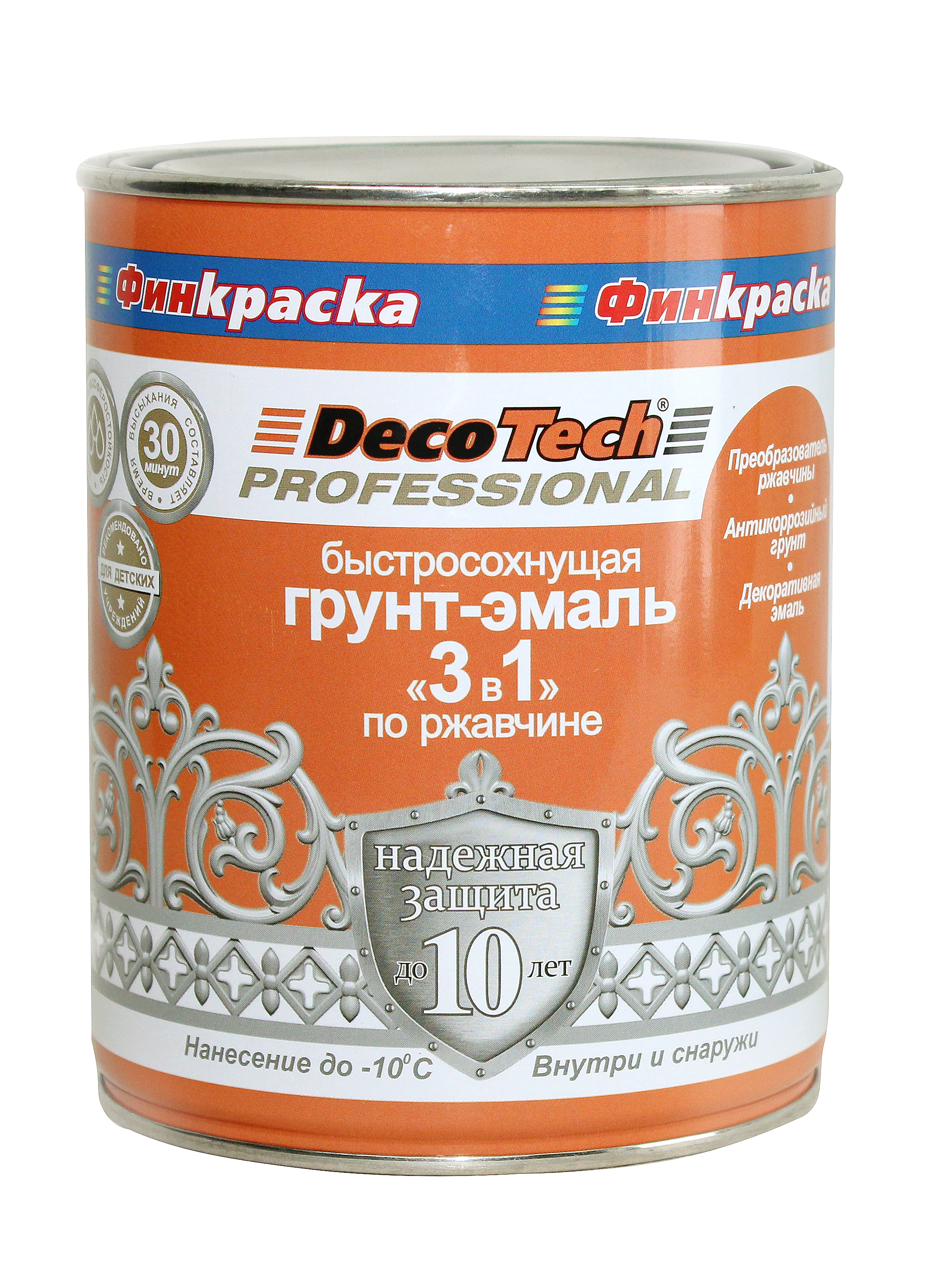 Грунт-эмаль по металлу 3в1 зеленая RAL6005 0,9 кг DecoTech Professional