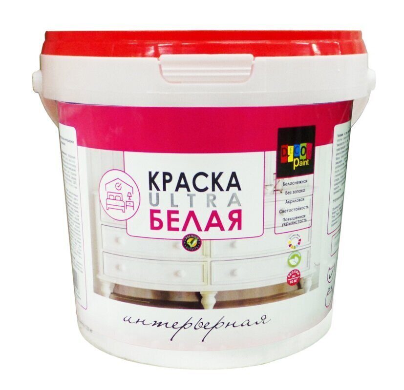 Краска моющаяся белая 1,3 кг Decor Paint