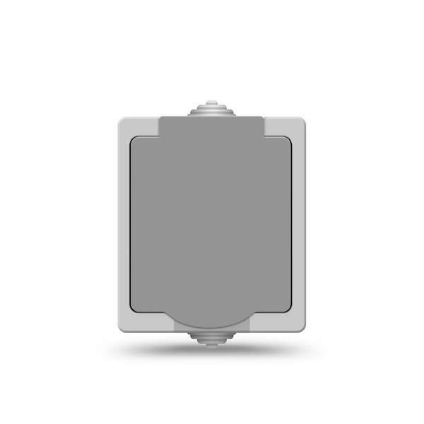 Розетка 1 ОП с/з с крышкой серая IP54 АЛЛЕГРО Universal  