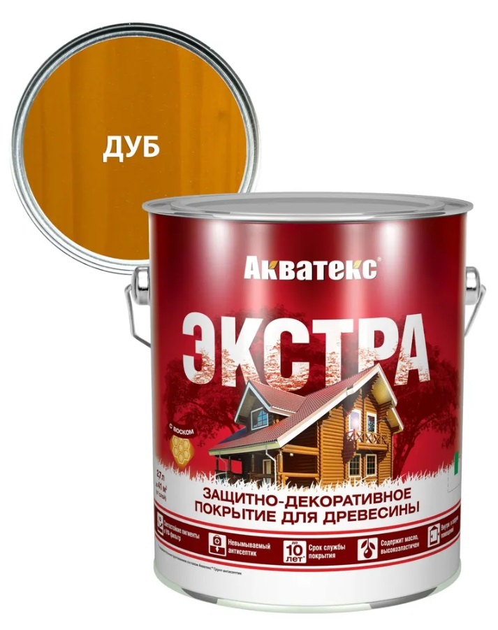 Защитно-декоративное покрытие для дерева АКВАТЕКС ЭКСТРА, дуб, 2.7 л