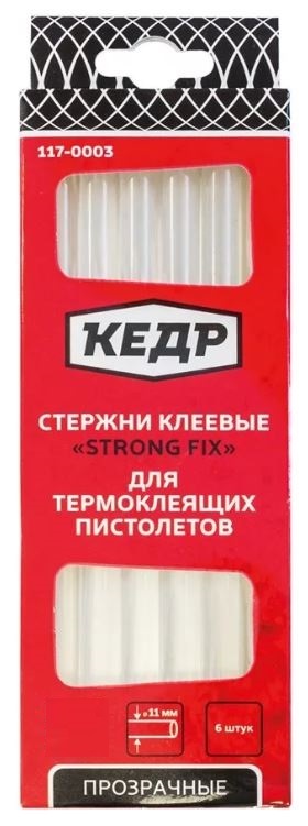 Стержени сменные с клеем 11,2 мм*20 см ( прозрачные  ) КЕДР 117-0003