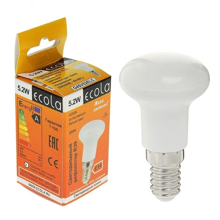 Лампа светод Reflector R39 E14 Ecola 5,2W
