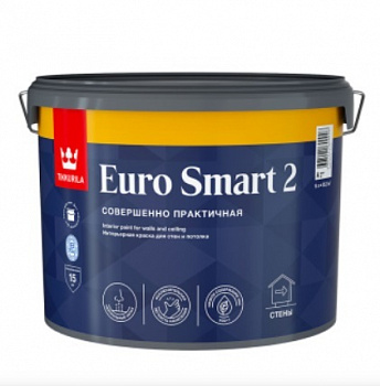 Краска для стен и потолков Euro Smart 2 база A 9 л Tikkivala (Tikkurila)