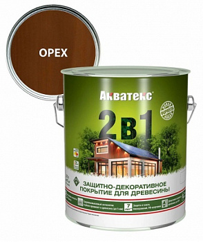 Защитно-декоративное покрытие для дерева АКВАТЕКС 2 в 1, орех, 2.7 л