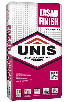 Шпатлевка цементная финишная Unis Fasad Finish 20 кг