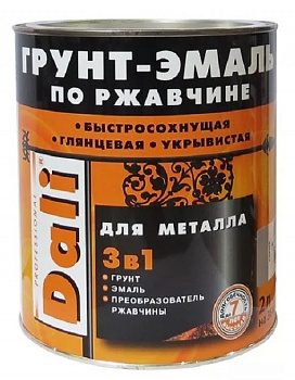 Грунт-эмаль по ржавчине Dali 3в1 черная RAL 9005 0,75 л