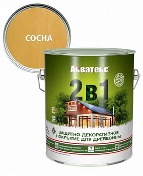 Защитно-декоративное покрытие для дерева АКВАТЕКС 2 в 1, сосна, 2.7 л