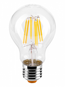 Лампа светод LED 8W Е27 шар  прозрач стекло  GENERAL