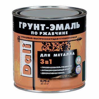 Грунт-эмаль по ржавчине Dali 3в1 винно-красная RAL 3005 0,75 л