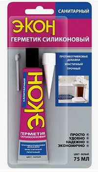 Герметик ЭКОН СИЛИКОН универ.белый 70мл.ед.блистер (1/24)