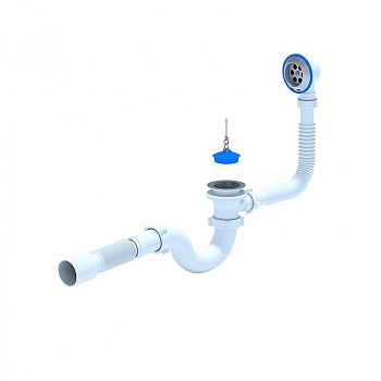 Сифон Ани  для ванны с выпуском и переливом1 1/2" с г/т 40х50 (E155)