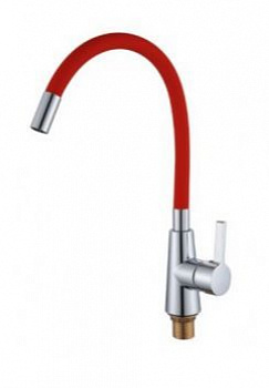 E4205-E58 Смеситель однорычажный с гибким изливом красный